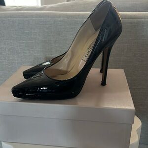 Jimmy Choo Textured Black Patent Heels